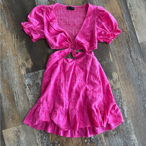 White Fox Boutique Dresses & Skirts - White Fox Whenever You’re Ready Mini Dress 100% Cotton Pink Size Small Cutouts